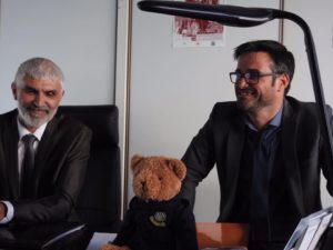 French exchange partner Jean Monet colleagues in 2017 with an IGS bear
